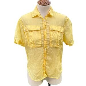Dr. Martens Button Down Yellow Voile Sheer Shirt Women's Size Small